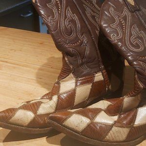 Well broken in cowboy boots